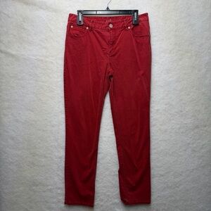 J. Jill Authentic Fit Slim Leg Pants Red Stretch Cotton Blend Women’s Size 8